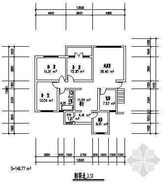 四室两厅两卫户型设计资料下载-四室两厅一厨两卫140平米