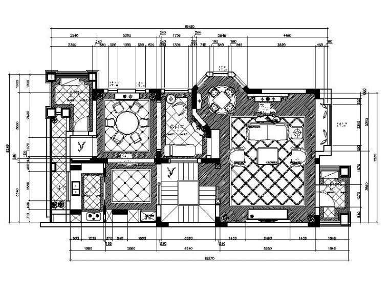 欧式别墅施工图下载资料下载-[广东]欧式奢华高档别墅室内设计CAD施工图