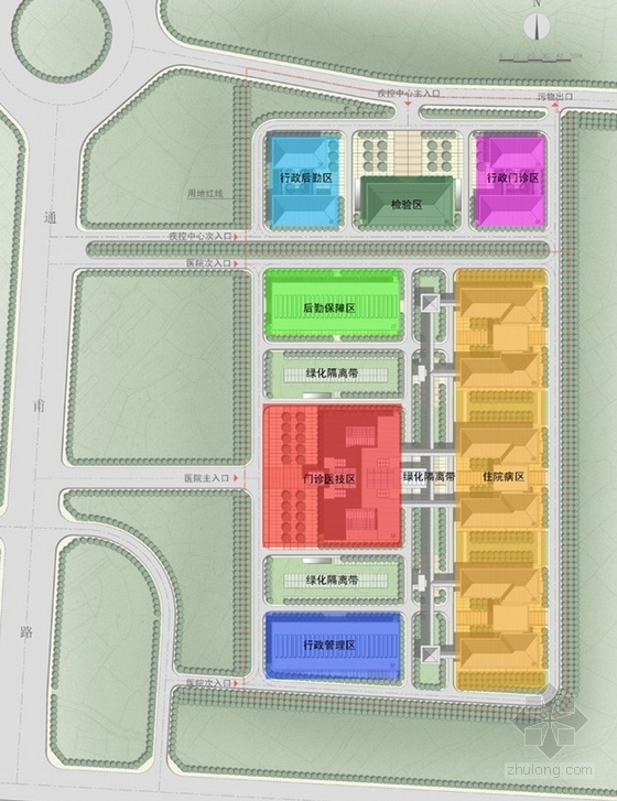 [江苏]八层现代风格医院规划及单体设计方案文本(含CAD)-医院规划分析图
