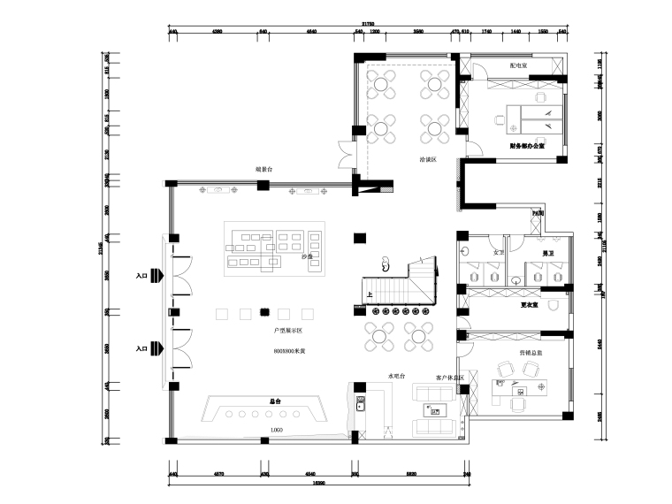大型办公装修设计资料下载-某大型房地产营销中心装修全套施工图（附效果图）