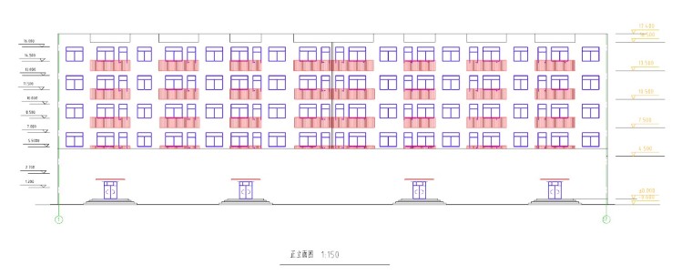 框架商住楼（计算书、建筑、结构图）-4、立面图