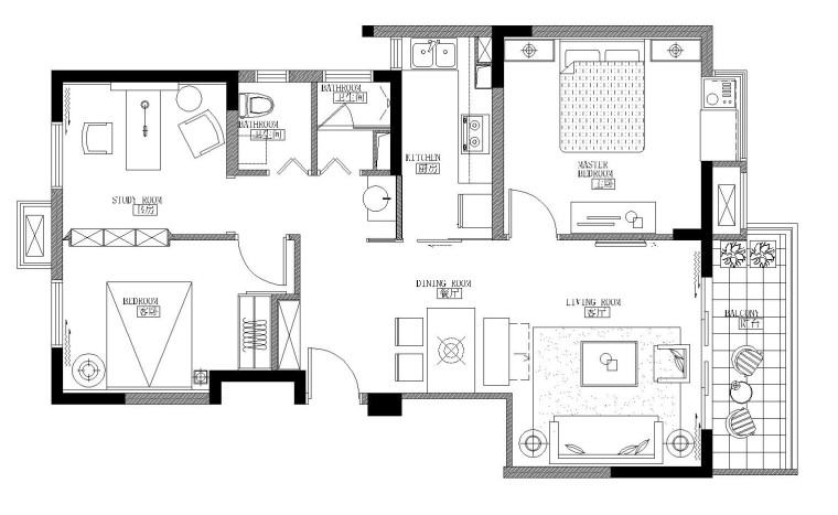 两室一厅客厅装修效果图资料下载-现代欧式混搭风格施工图设计附效果图