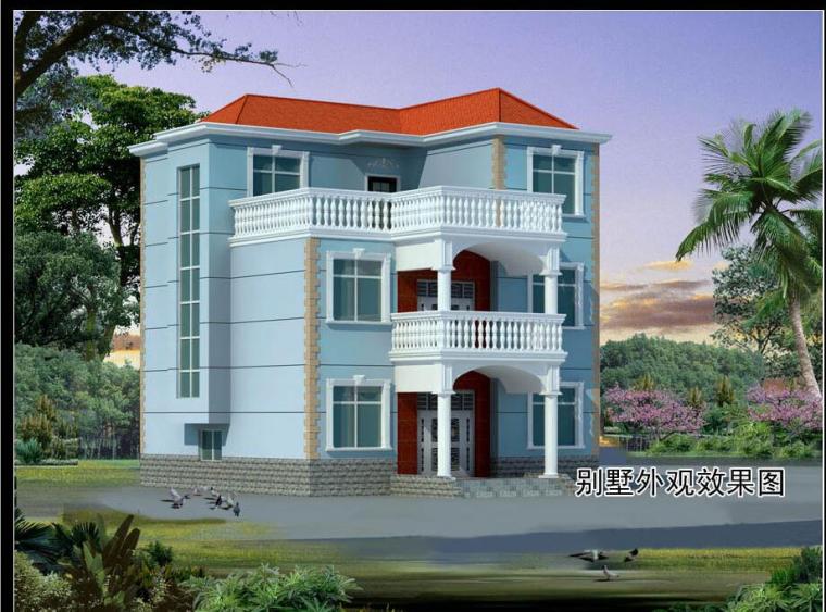 现代独栋别墅CAD资料下载-三层独栋别墅建筑设计（包含CAD）