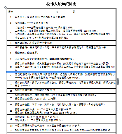 [全国]基础设施工程招标文件（共88页）-投标人须知资料表