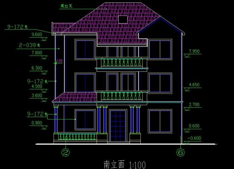 3层别墅框架施工图效果图资料下载-3层别墅建筑施工图