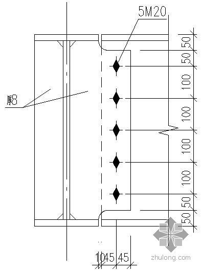 平板网架与梁的连接构造资料下载-某600梁梁连接节点构造详图（等高）