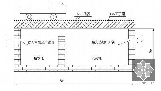 [广东]地铁工程地下岛式车站及盾构区间总体施工组织设计（380页 鲁班奖）-洗车槽和沉淀池示意图