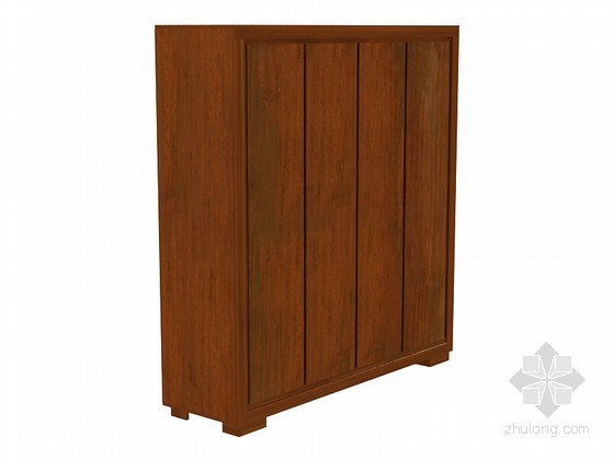 百叶衣柜3d模型资料下载-中式实木衣柜3D模型下载