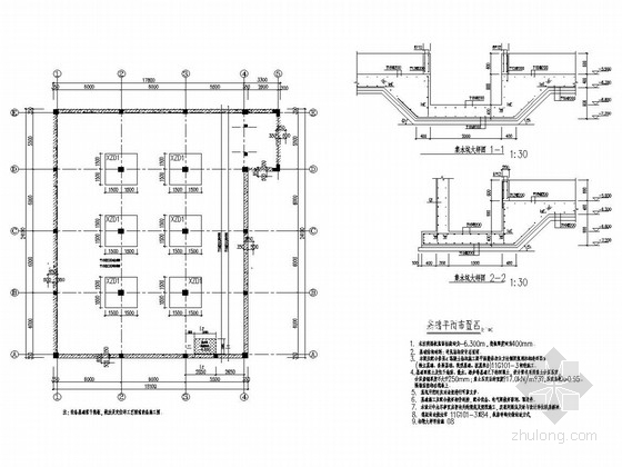 杭州地下一层基坑资料下载-地下一层框剪结构社区换热站结构图