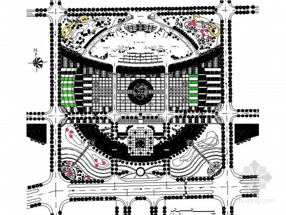 广场景观构筑物资料下载-某休闲广场绿化景观设计施工图