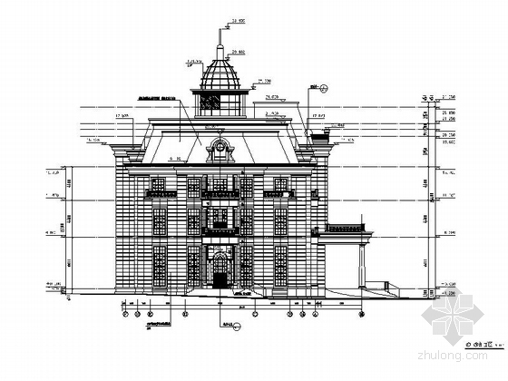 [浙江]三层西班牙风格售楼处建筑施工图-三层西班牙风格售楼处建筑立面图