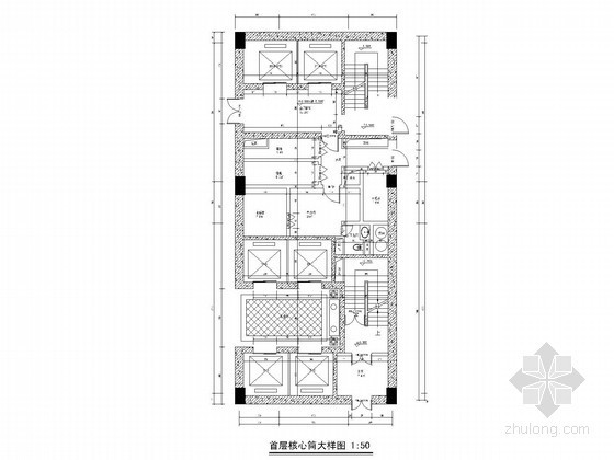 酒店办公核心筒cad下载资料下载-[济宁]五星级酒店核心筒节点大样