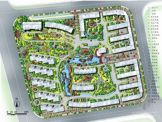 江南园林单体建筑资料下载-[福州]江南园林风格居住区景观规划设计方案