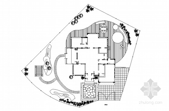 庭院景观方案cad资料下载-私家别墅庭院景观设计方案平面图