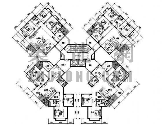多层住宅户型平面图CAD资料下载-某住宅户型平面图