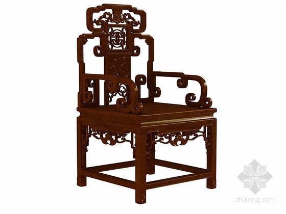 3d软件模型椅子资料下载-中式椅子3D模型下载