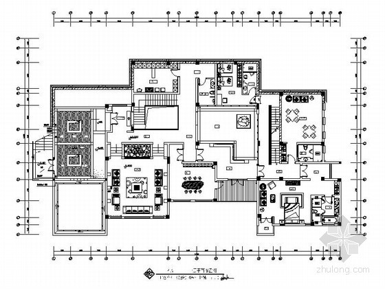 中式酒柜吧台资料下载-[湖南]新中式三层别墅室内样板房施工图