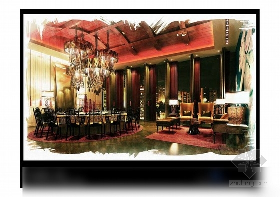中餐厅室内方案图风格资料下载-[广东]高档四星级酒店中餐厅室内装修方案图