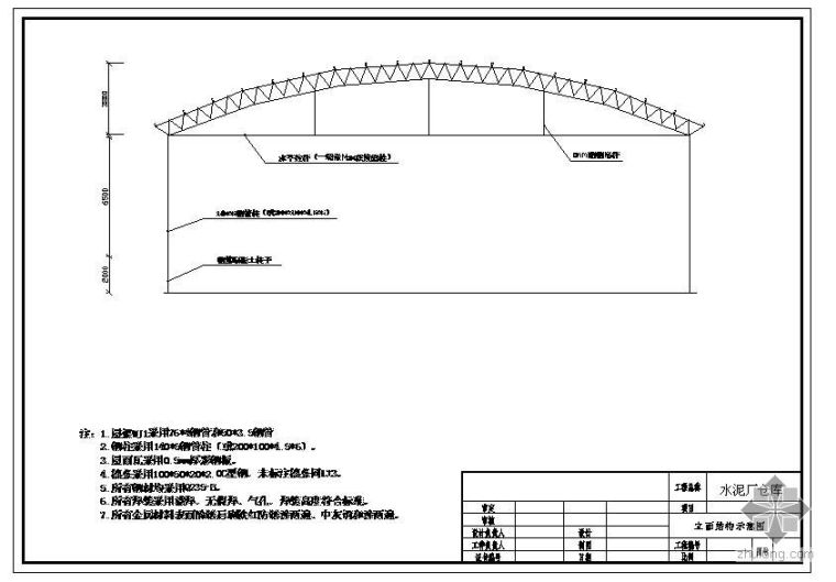 钢结构屋面滑移安装方案资料下载-某弧形屋面钢结构厂房方案图