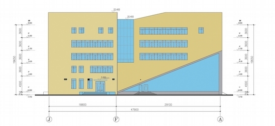 [湖北]现代风格生物产业展示中心建筑设计方案文本（含CAD）-现代风格生物产业园单体建筑立面图