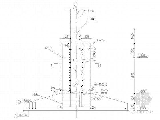 独立基础剖面资料下载-7.2米X7.2米独立基础节点构造详图