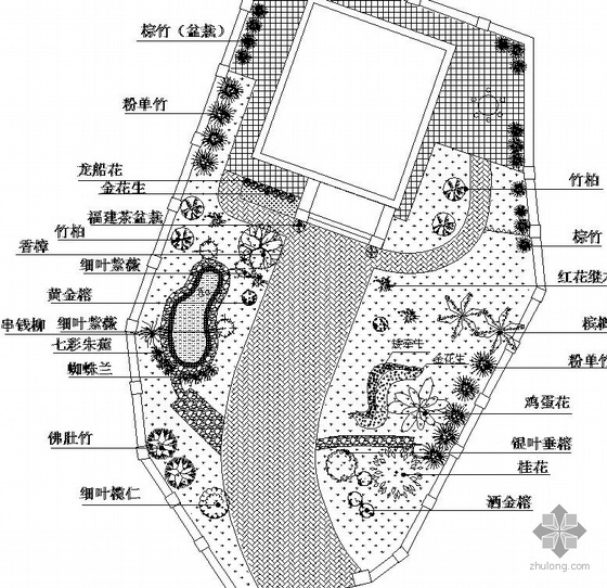 日本庭院绿化图纸资料下载-某别墅庭院景观绿化设计