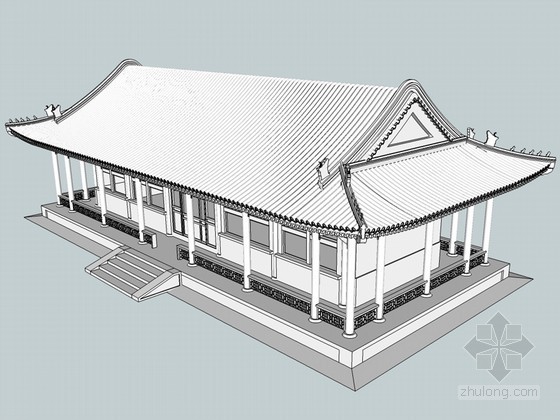 中式古建筑SketchUp模型下载-中式古建筑 