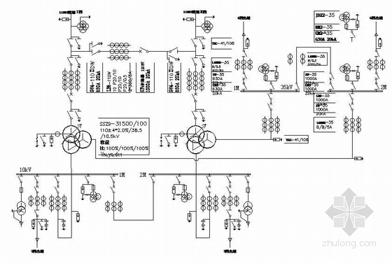 变电站主接线图资料下载-110kV降压变电站主接线图