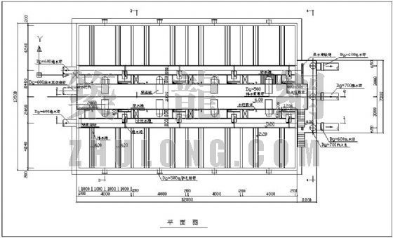 虹吸滤池cad图资料下载-八格（1300吨/小时）虹吸滤池详图