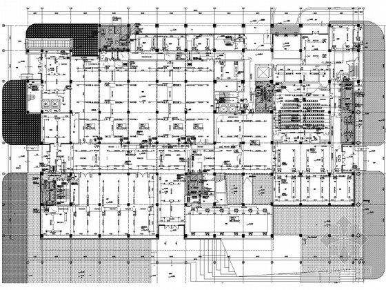 [浙江]科技办公楼空调通风及防排烟系统设计施工图（空气源热泵系统）-一层空调通风平面图 