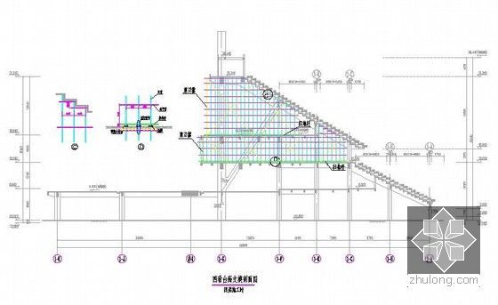 [上海]框架结构体育场高大模板施工方案（附CAD支模图纸）-西立面四层施工图