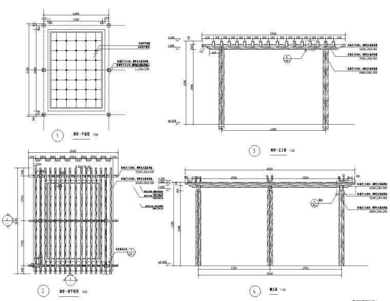 [湖南]洞庭八百城展示区景观规划方案设计(84个CAD+230张) -廊架详图