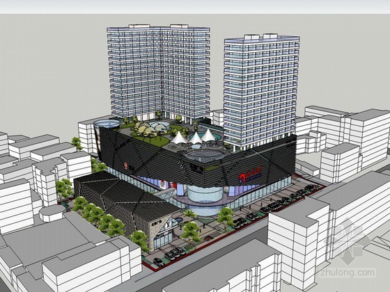 商业住宅混合模型资料下载-商业住宅楼SketchUp模型下载