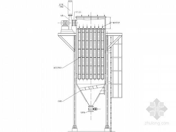袋滤除尘器全套图纸-布袋集尘器剖面图 