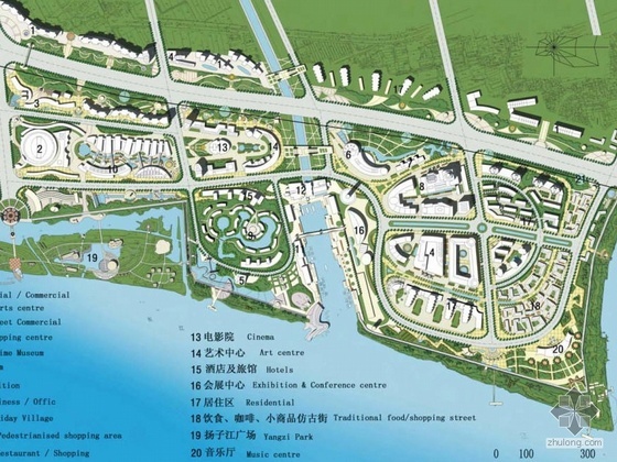 滨水区改造城市规划方案资料下载-扬州滨水区城市规划设计方案