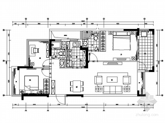 住宅精装修细则资料下载-[浙江]精装修两户型现代风格三居室商品住宅室内施工图