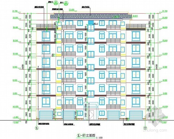 [毕业设计]湖南住宅楼建筑工程量计算书（含钢筋工程量计算和图纸）44页-立面图 