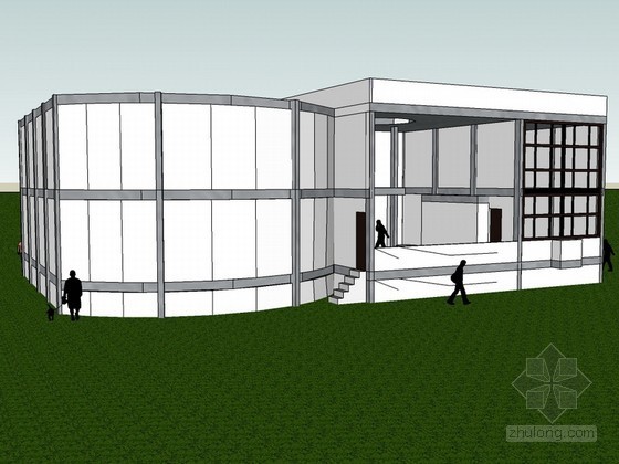 展览馆cad模型资料下载-新精神展览馆SketchUp建筑模型