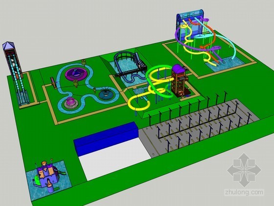 迪斯尼游乐园3d模型资料下载-游乐园SketchUp模型下载