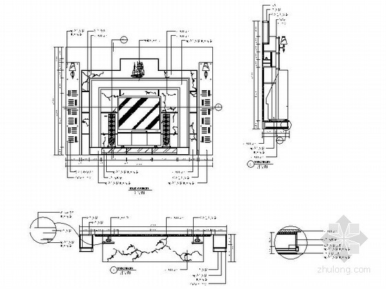 大理石电视背景施工图资料下载-大理石电视背景墙详图