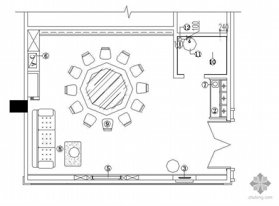 餐厅装修完整施工图资料下载-某餐厅包间装修施工图3