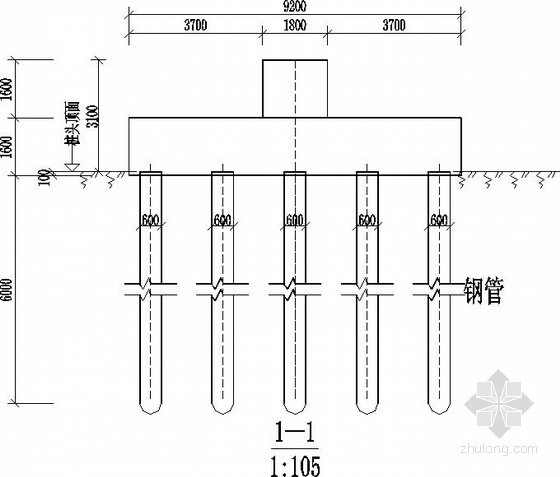 钢管节点cad资料下载-电力设备钢管桩群桩节点详图