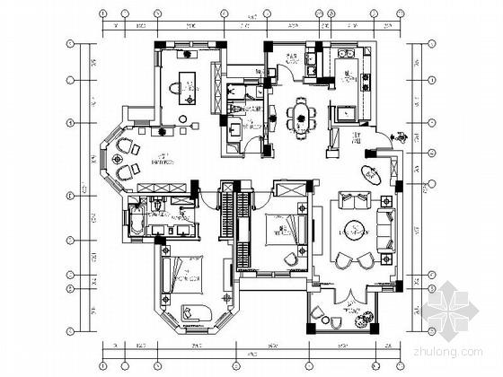 欧式鞋柜cad图资料下载-[长沙]大型现代生活园区欧式风情三居室装修图