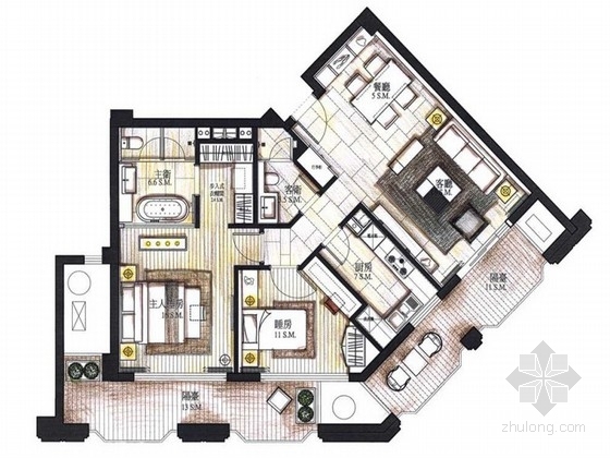 室内混搭风图片资料下载-[浙江]混搭风五套样板房室内装修设计方案