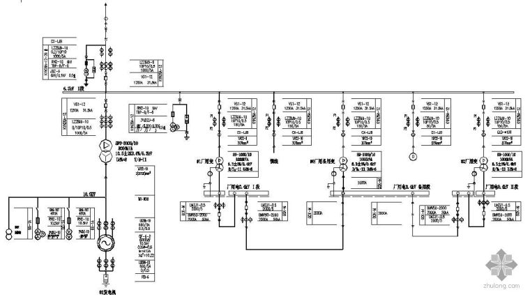 发电厂发电机cad纵剖图资料下载-6MW发电机主接线图