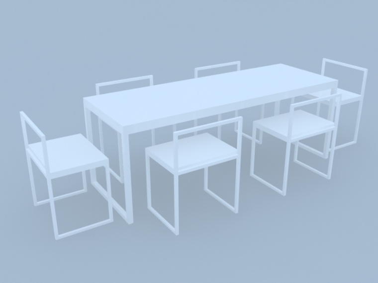 伦敦白色简约住宅资料下载-白色简约餐桌3D模型下载