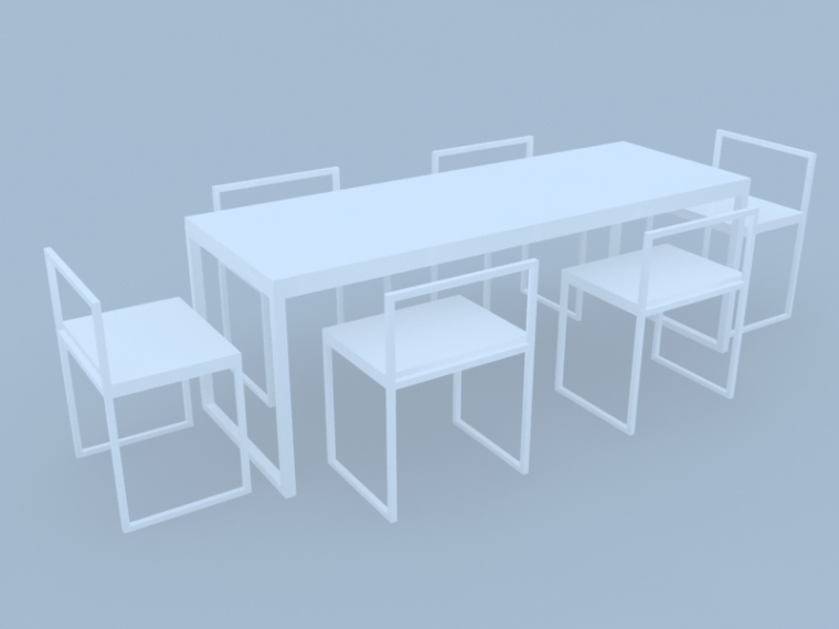 餐桌茶桌休闲桌资料下载-白色简约餐桌3D模型下载