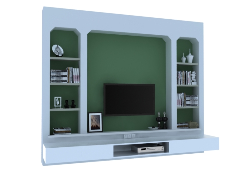 电视墙电视柜资料下载-简洁实用电视墙3D模型下载