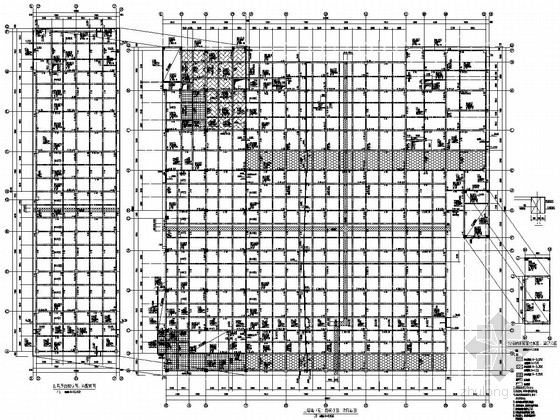 [浙江]二层框架结构学生食堂结构施工图-三层楼（屋）面模板图、梁配筋图 