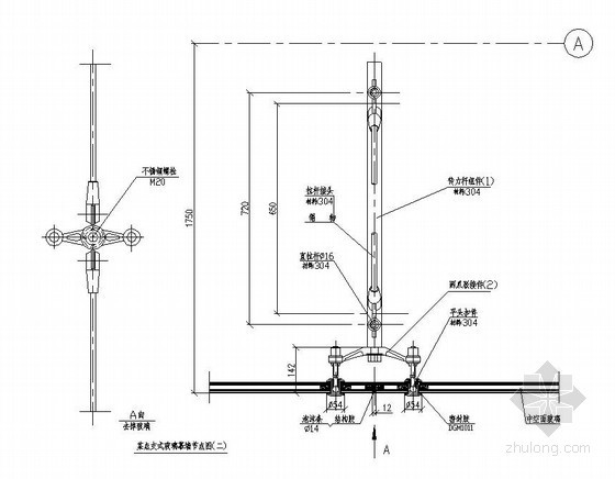 立柱点支式玻璃幕墙施工图资料下载-某点支式玻璃幕墙节点图